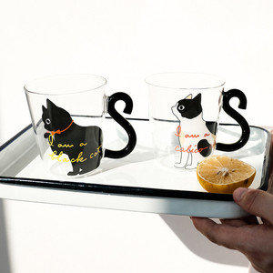 Schattige Kat Vorm Glazen Koffiemok Cartoon Kat Beker Met Staarthandvat Hoge Borosilicaat Thee Melk Glazen Beker - Product Image 5