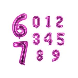 32 इंच संख्या पन्नी गुब्बारा गुलाबी रंग 0-9 के लिए पार्टी सजावट