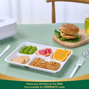 Compostable Disposable 2-Compartment <b>Trays</b> Sugarcane Bagasse Kraft Paper for Sushi Baby Food Potato Chips Free - Product Image 4