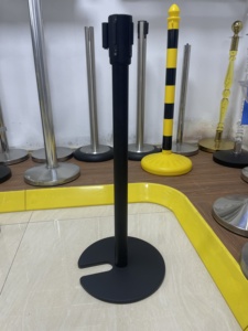 Sang trọng màu đen có thể thu vào kiểm soát hàng đợi đứng <span class=keywords><strong>Stackable</strong></span> vành đai stanchion hàng rào giao thông - Product Image 3