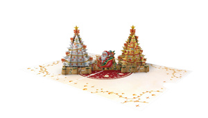 Decorative 3D Pop up Christmas & Birthday Greeting Card with Holiday Tree <b>Gift</b> <b>Box</b> and Bunting Flags Handmade Keepsake - Product Image 6
