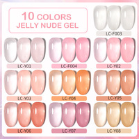 Nouveau vernis à ongles gel effet gelée printanier, 10 couleurs dont rouge, rose, nude, kit de vernis gel UV LED à retirer par trempage