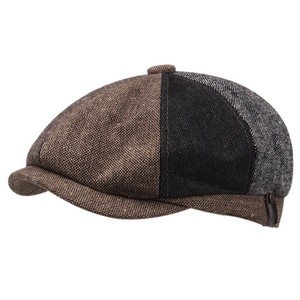 New patchwork <b>beret</b> autumn and winter British classic retro <b>hat</b> men's artistic and fashionable versatile octagonal <b>hat</b> - Product Image 5