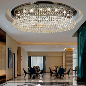 Moderno nordico personalizzato Hotel scale di nozze decorazione oro cristallo bianco grandi lampade a sospensione soffitto alto lampadari di lusso - Product Image 1