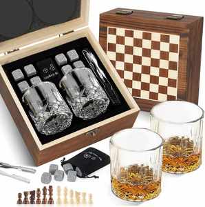 Ensemble de whisky Maxfree, boîte en bois, cadeau pour la maison, verres doubles, verres à vin, ensemble de pierres à vin glacé - Product Image 1