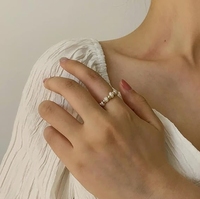 Gold perlen 2-3mm Kartoffel perle elastisch verstellbar stapelbar Stretch Real Pearl Ring