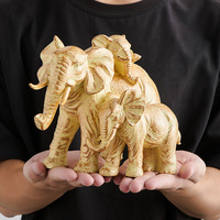 Décoration créative en résine en forme de trois éléphants pour le bureau, le salon ou le meuble TV, style luxe léger, durable