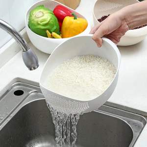 Lazy Supplies Plastic Rice Kitchen Thickened Rice Washer Washing Basket Drain Water Washing Rice Sieve Dense Hole Multi-purpose - Product Image 4