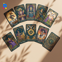 Cartes de tarot en lin écologiques personnalisées exclusives pour la pratique de la guérison par les cristaux, bords dorés, fabricant, vente en gros, usine