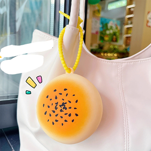 Q UNCLE Pochette de rangement mini en silicone écologique de haute qualité, motif pain au sé<span class=keywords><strong>same</strong></span>, avec fermeture éclair, pour breloque de sac, pièces de monnaie, écouteurs, rouge à lèvres, accessoires, cadeau - Product Image 1