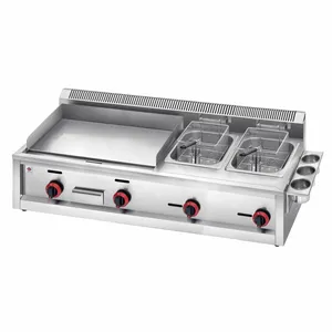 Commercial Stainless Steel Gas Griddle Full Flat Ribbed Countertop Burger Fryer Hotplate BBQ Grill for Hotels and Food Shops