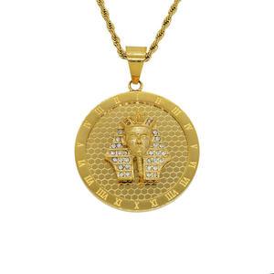 Collier pendentif en acier inoxydable 316L étanche et inaltérable, style Hip Hop Pharaon Égyptien Toutankhamon 2026 pour Hommes - Product Image 1