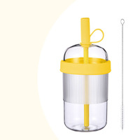 Gobelet à paille Tritan 540 ml avec poignée, réutilisable, écologique, étanche, multicolore, portable transfrontalier pour thé au lait et café