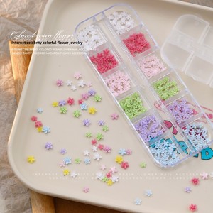 Luninail 12 compartiments, mini fleurs 3D en plastique, couleurs <span class=keywords><strong>pastel</strong></span>, accessoires de nail art style français avec strass et breloques - Product Image 3