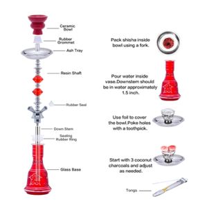 Juego de Cachimba Portátil Ecológico de 22 Pulgadas con Barra de Espejo Azul, Roja y Negra, 4 Mangueras, Base de Plástico, para Fiestas, Cumpleaños - Product Image 5