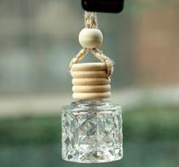 Bouteille diffuseur en verre gaufré de 8 ml avec couvercle en bois, pour aromathérapie, parfum de voiture, bouteille en verre pour voiture et maison, OEM ODM