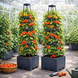 Jardinière surélevée <span class=keywords><strong>pour</strong></span> <span class=keywords><strong>tomates</strong></span> avec treillis, cages à <span class=keywords><strong>tomates</strong></span> de 57 pouces <span class=keywords><strong>pour</strong></span> légumes grimpants, jardinière auto-arrosante <span class=keywords><strong>pour</strong></span> - Product Image 3