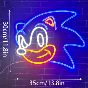 Enseigne lumineuse néon personnalisée LED Sonic, figurine anime, blanc chaud, intensité réglable, garantie 1 an, pour décoration murale de boîte de nuit et décorations de fête - Product Image 3