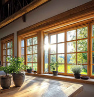 Ventanas de Madera Sólida con Revestimiento de Aluminio y 3 Paneles de Vidrio, Diseño 2026, NFRC, Apertura Interior, Resistentes al Viento, Insonorizadas y con Características de Ahorro Energético