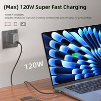 Câble de charge magnétique USB-C 120W en cuivre pur, tressé en nylon, charge rapide 5A, cordon de données, protection anti-poussière du port, téléphone portable