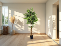 Arbres artificiels en ficus à feuillage réaliste en bois naturel, faux arbre, plante artificielle pour la décoration de bureau et de la maison