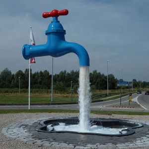 Kare dekorasyon yaratıcı tasarım su musluk şekilli paslanmaz çelik çeşme heykeli - Product Image 3