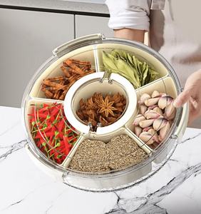 Plato Giratorio Hermético de 6 Compartimentos para Especias, Frutos Secos y Aperitivos, Transparente, para Cocina, Sala de Estar y Refrigerador, de PP, Venta al Por Mayor - Product Image 4