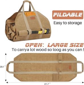 Free Sample Durable polyester Canvas Firewood Carrier Bag for Outdoor <b>Camping</b> Wood Log Match Bag Tote Holder for <b>Storage</b> - Product Image 5