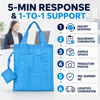 Sac de courses pliable matelassé avec logo personnalisé, sac de courses réutilisable en nylon écologique avec pochette, sac imperméable