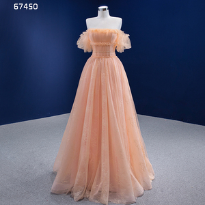 Robe de soirée élégante pour femme Rsm67450, en dentelle orange, bustier, coupe trapèze, transparente et brodée, pour soirée - Product Image 2