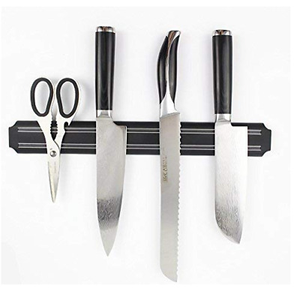 Puissant support magnétique de couteau en bois d'acacia de 16 "pour réfrigérateur, <span class=keywords><strong>barre</strong></span> de couteau magnétique à montage mural avec 4 crochets - Product Image 4