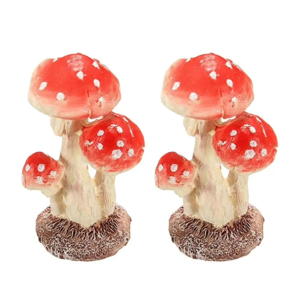 Red Cute Garden Pot Decoration Mini Resin Mushrooms