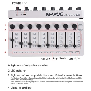 Controlador MIDI Inalámbrico M-VAVE SMC-MIXER, 43 Botones, 8 Faders, 8 Perillas, Controlador DAW Ideal <span class=keywords><strong>para</strong></span> Ableton/FL Studio/<span class=keywords><strong>Cubase</strong></span> - Product Image 3