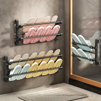 Meuble à chaussures moderne, élégant et étroit, à un seul niveau, en aluminium, à fixer au mur, pour l'entrée ou le salon