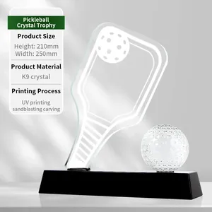Nouveauté : Trophée en cristal raffiné pour le premier classé du pickleball, trophée en cristal transparent pour les compétitions sportives - Product Image 3