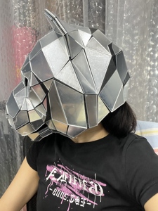 Forma personalizada Cosplay espejo casco máscara Popular hecho a mano <span class=keywords><strong>Animal</strong></span> casco espejo máscara para fiesta evento rendimiento - Product Image 5