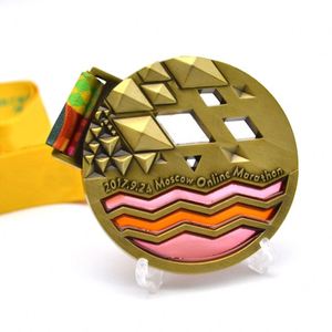 Medalla de carrera deportiva de maratón de alta calidad, trofeo de copa de fútbol dorado 3D de Metal personalizado y medalla en blanco de sublimación con cinta - Product Image 6