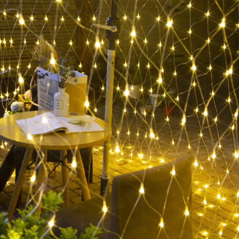 LEDネットメッシュフェアリーストリング装飾ライト屋外クリスマスウォーターフォールネットライト