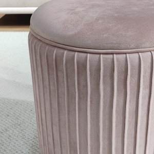 Bailey Supplier Customized Round <strong>Blue</strong> <strong>Velvet</strong> Ottoman Soft <strong>Footstool</strong> Comfortable and Eco-friendly Stool - Product Image 2