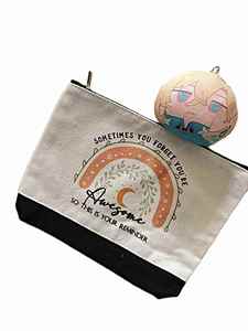 Travel <b>Canvas</b> Cosmetic <b>Bag</b> with Zipper Closure <b>Large</b> Capacity & Washable Handled Organizer for Daily Use - Product Image 2