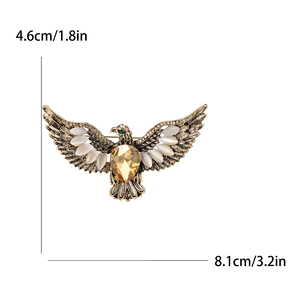 Prix usine personnalisé hommes femmes broche bijoux cristal Animal broche strass rétro grand aigle broche broche - Product Image 6
