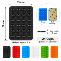 Support adhésif pour téléphone en silicone à 24 ventouses, réutilisable, pour fixation mains libres sur miroir, verre, carrelage