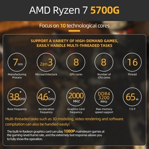 Pour <span class=keywords><strong>Ryzen</strong></span> 7 <span class=keywords><strong>5700G</strong></span> R7 <span class=keywords><strong>5700G</strong></span> 3.8GHz Huit Cœurs 16 Threads 65W Processeur <span class=keywords><strong>CPU</strong></span> L3=16M 100-000000263 Socket AM4 Neuf mais Sans Ventilateur - Product Image 6