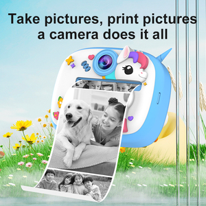 Kamera Cetak Instan Anti Jatuh untuk Anak 32GB MicroSD Full HD Video Digital Mainan Camcorder Motif Unicorn Dinosaurus - Product Image 3