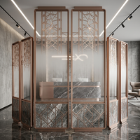 Paravent de séparation de pièce Art Déco incurvé en 3D, découpé au laser, en acier inoxydable 304 de luxe, opaque, pour hôtel moderne et intérieur de maison