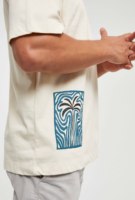 T-shirt unisexe en soie/coton décontracté à manches courtes, motif palmier, col rond, respirant, doux, couleur beige, Imperio Shop