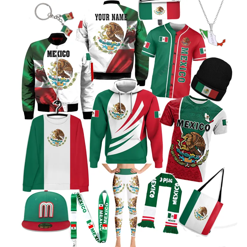 Mexico Vlag Hoed Legging Mexico Lange Mouw T-Shirt Lanyard Sweatshirt Short Jack Jack Mexico Hoodies