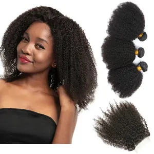 Professional supply of afro kinky curly extension bundles, cheap natural hair 100 virgin Brazilian human hair extension bundles
