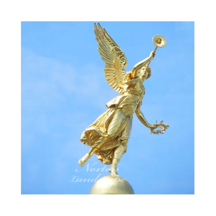 מודרני גן קישוט מתכת מלאך פיסול יד-מגולף פליז ברונזה פסל של מלאך חצוצרה פסלי