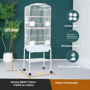 Grande cage à oiseaux en fer forgé pour perroquet noir, avec perchoir - Product Image 5